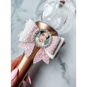 YEOSANG Ateez Photo Bow for Light Stick Decoration Pink & White Deco Photo